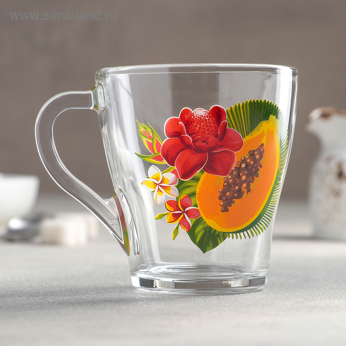 Кружка стеклянная «Тропические фрукты», 250 мл - Фото 1