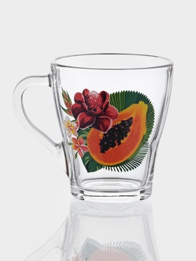 Кружка «Тропические фрукты», 250 мл, стекло, прозрачная, рисунок МИКС (комплект 20 шт)