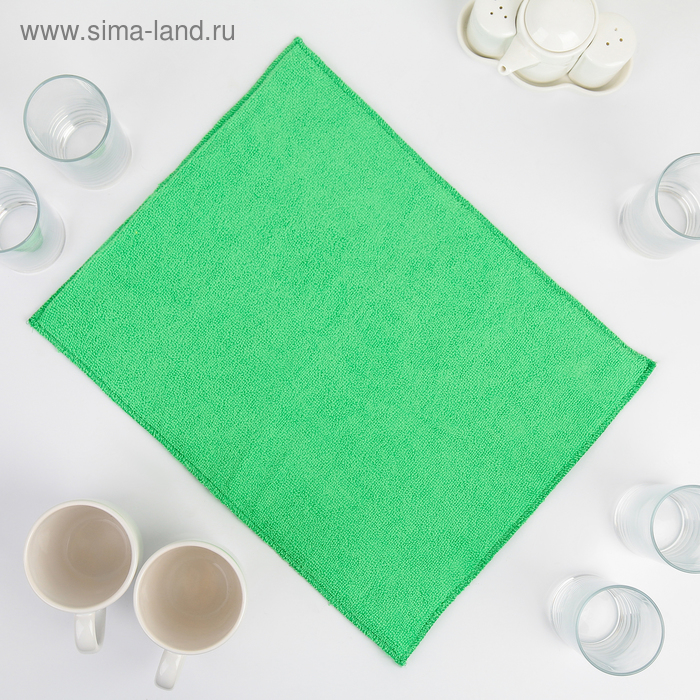 Коврик для сушки посуды 30×40 см, микрофибра, цвет зелёный - Фото 1