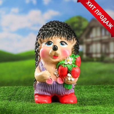 Садовая фигура из гипса «Ёж Семён с клубничкой», 17×17×35 см