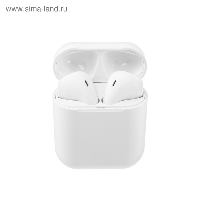 Наушники беспроводные I12, вкладыши, сенсорное управление, Bluetooth 5.0, матовые, белые - Фото 1