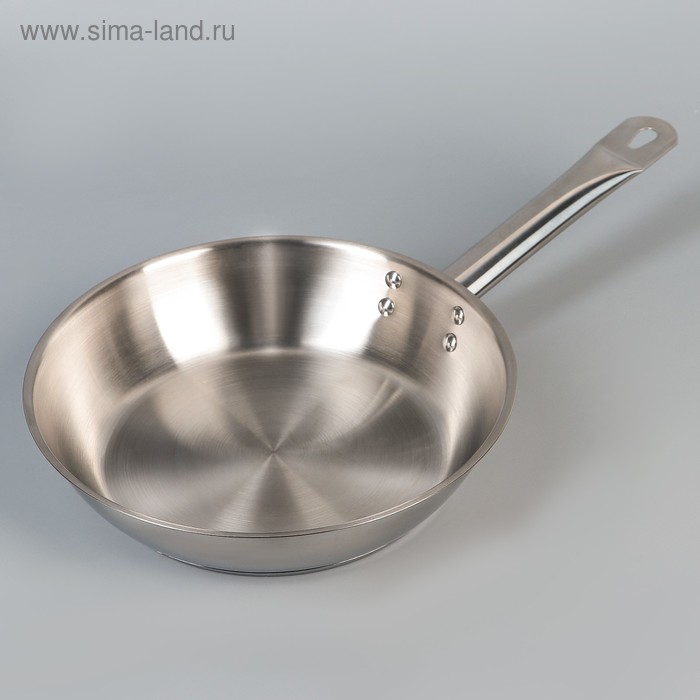 Сковорода Катунь «Общепит», d=24 см, толщина 0.6 мм, дно 3.5 мм, h=5.5 см, капсульное дно, индукция, нержавеющая сталь - Фото 1
