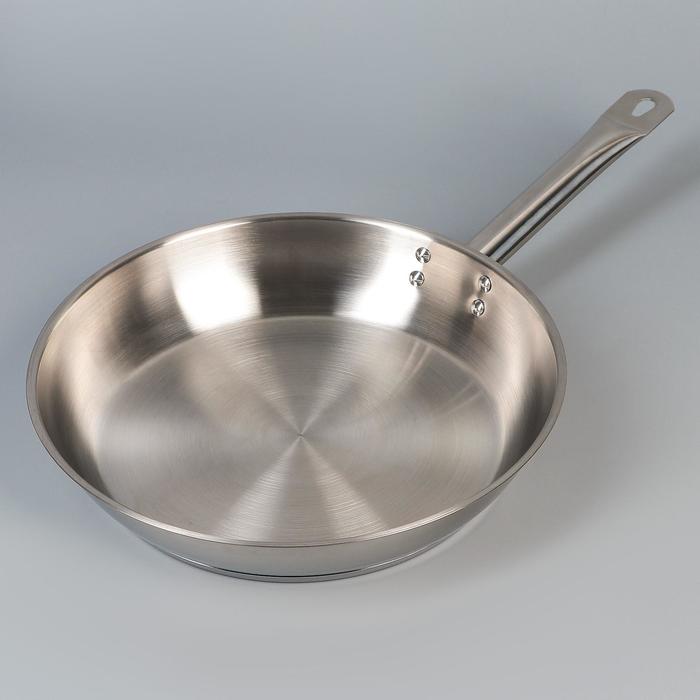 Сковорода Катунь «Общепит», d=30 см, толщина корпуса 0.6 мм, дно 3.5 мм, капсульное дно, индукция, нержавеющая сталь - Фото 1