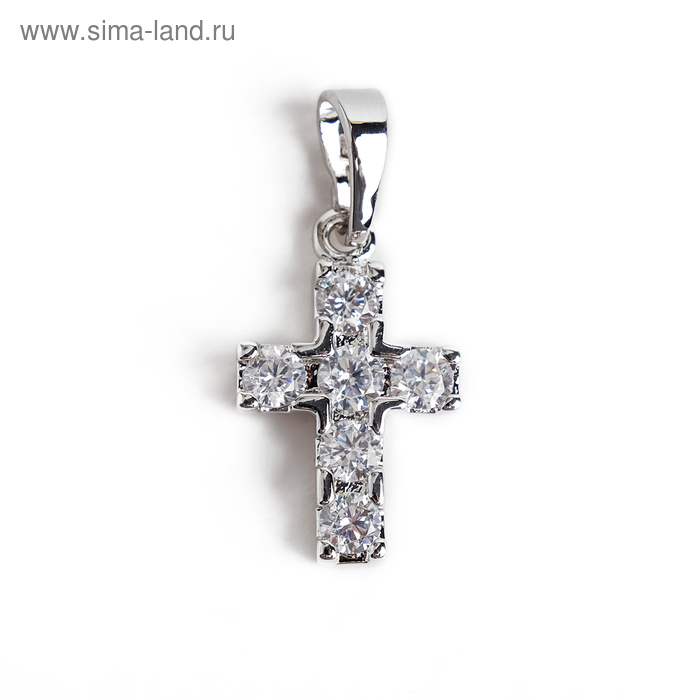 Подвеска «Крестик» мини, цвет белый в серебре - Фото 1