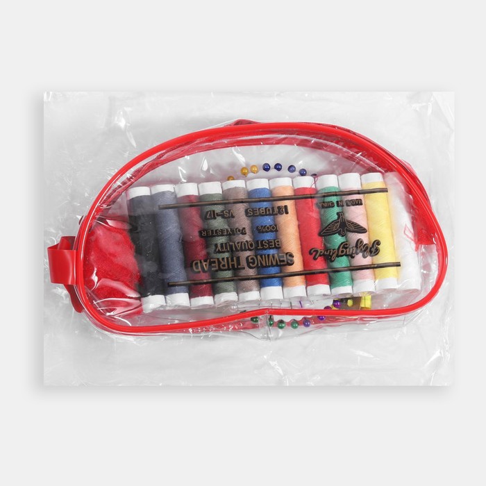 Швейный набор, 65 предметов, в сумочке ПВХ, цвет МИКС - фото 1895020006