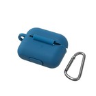 Чехол HANG Silicone Case с карабином для AirPods Pro, синий - Фото 3