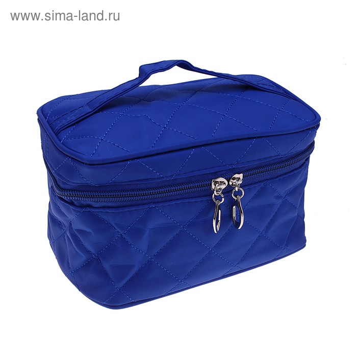 косметичка-сундучок 8088-1 Строчка  20*11*11см цвет синий - Фото 1