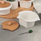 Набор мисок для снеков на деревянной подставке «Эстет», 5 мисок d=10 см, соусник d=8 см, 5 шпажек, керамика, белый - Фото 2