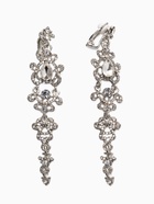 Клипсы для ушей висячие со стразами QF «Ажур», капли с завитками, цвет белый в серебре - Фото 1