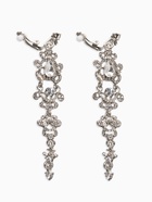 Клипсы для ушей висячие со стразами QF «Ажур», капли с завитками, цвет белый в серебре - Фото 4