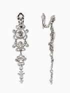 Клипсы для ушей висячие со стразами QF «Ажур», капли с завитками, цвет белый в серебре - Фото 3