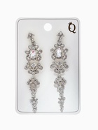 Клипсы для ушей висячие со стразами QF «Ажур», капли с завитками, цвет белый в серебре - Фото 5