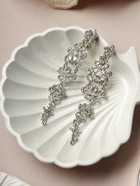 Клипсы для ушей висячие со стразами QF «Ажур», капли с завитками, цвет белый в серебре - Фото 8