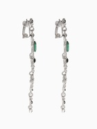 Клипсы для ушей висячие со стразами QF «Ажур», капли с завитками, цвет бело-изумрудный в серебре - Фото 3