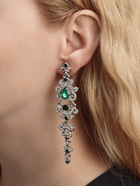 Клипсы для ушей висячие со стразами QF «Ажур», капли с завитками, цвет бело-изумрудный в серебре - Фото 2