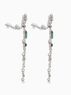 Клипсы для ушей висячие со стразами QF «Ажур», капли с завитками, цвет бело-изумрудный в серебре - Фото 6