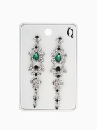 Клипсы для ушей висячие со стразами QF «Ажур», капли с завитками, цвет бело-изумрудный в серебре - Фото 7