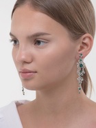 Клипсы для ушей висячие со стразами QF «Ажур», капли с завитками, цвет бело-изумрудный в серебре - Фото 8