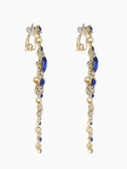 Клипсы для ушей висячие со стразами QF «Ажур», капли с завитками, цвет бело-синий в золоте - Фото 3