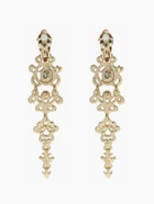 Клипсы для ушей висячие со стразами QF «Ажур», капли с завитками, цвет бело-синий в золоте - Фото 4