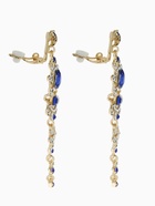 Клипсы для ушей висячие со стразами QF «Ажур», капли с завитками, цвет бело-синий в золоте - Фото 5