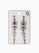 Клипсы для ушей висячие со стразами QF «Ажур», капли с завитками, цвет бело-синий в золоте - Фото 6