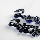 Клипсы «Ажур» капли с завитками, цвет синий в чёрном металле - Фото 2