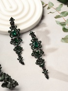 Клипсы для ушей висячие со стразами QF «Ажур», капли с завитками, цвет изумрудный в чёрном металле - Фото 3