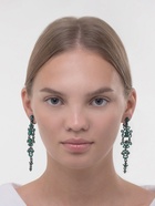Клипсы для ушей висячие со стразами QF «Ажур», капли с завитками, цвет изумрудный в чёрном металле - Фото 8