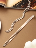 Клипсы для ушей висячие со стразами QF «Лёд», классика, белая в золоте - Фото 3