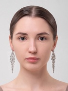 Серьги висячие со стразами «Ажур» лёд, белые в серебре, 8.3 см - Фото 6