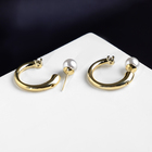 Серьги с жемчугом «Лассо» полукруг, цвет белый в золоте  (артикул 4929821)  большой выбор товаров оптом и в розницу по низким ценам с доставкой