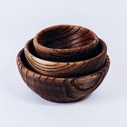 Набор деревянных тарелок из натурального вяза Magistro, 3 шт: 15×6,3, 12,5×6,1, 10,5×5,9 см, цвет коричневый - фото 4304704