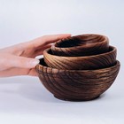 Набор деревянных тарелок из натурального вяза Magistro, 3 шт: 15×6,3, 12,5×6,1, 10,5×5,9 см, цвет коричневый - фото 4304705