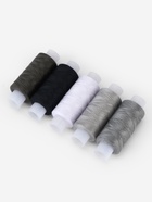 Нитки 40ЛШ, 200 м, набор 5 шт., чёрный, серый - Фото 2