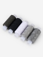 Нитки 40ЛШ, 200 м, набор 5 шт., чёрный, серый - Фото 2