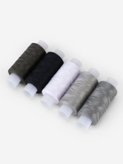 Нитки 40ЛШ, 200 м, набор 5 шт., чёрный, серый