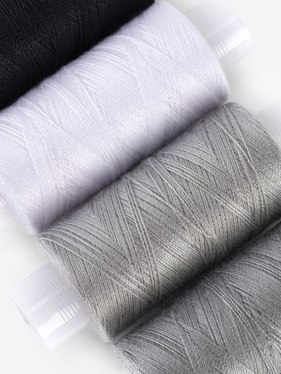 Нитки 40ЛШ, 200 м, набор 5 шт., чёрный, серый