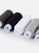 Нитки 40ЛШ, 200 м, набор 5 шт., чёрный, серый - Фото 4