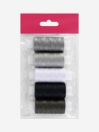 Нитки 40ЛШ, 200 м, набор 5 шт., чёрный, серый - Фото 5