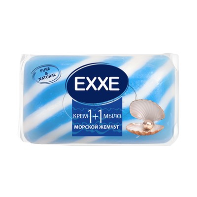 Крем+мыло Exxe, 1+1 "Морской жемчуг", синее полосатое, 80 г