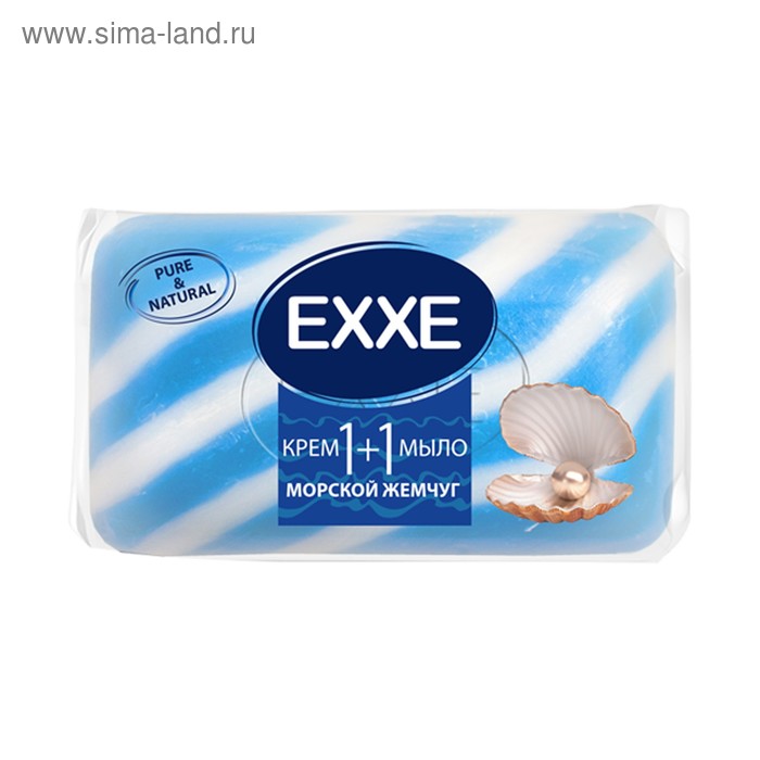 Крем+мыло Exxe, 1+1 "Морской жемчуг", синее полосатое, 80 г - Фото 1