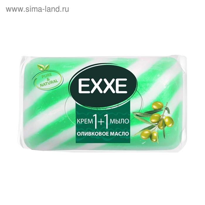 Крем-мыло Exxe, 1+1 "Оливковое масло", зеленое полосатое, 80 г - Фото 1