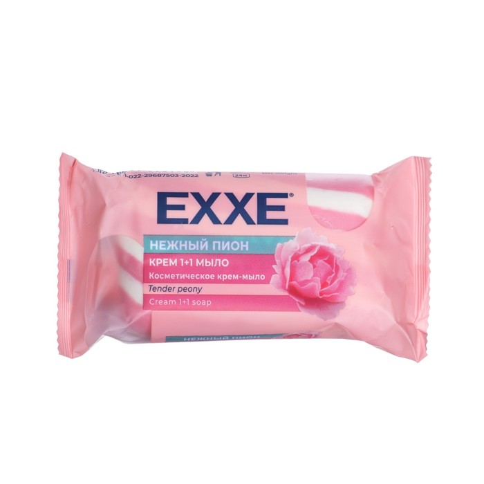 Крем+мыло Exxe 1+1 &quot;Нежный пион&quot; розовое полосатое, 80 г