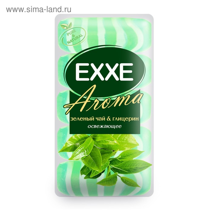 Крем+мыло Exxe Aroma глицериновое "Зеленый чай & глицерин" зеленое полосатое, 5 шт*70 г - Фото 1