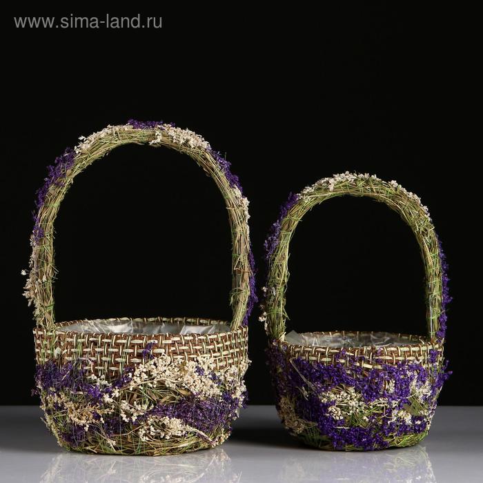 Набор корзин плетёных, 2 шт., из травы,1:21×21×13/29 см, 2:17×17×12/25 см - Фото 1