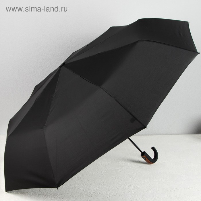 Зонт автоматический «Однотонный», 3 сложения, 9 спиц, R = 61 см, цвет чёрный