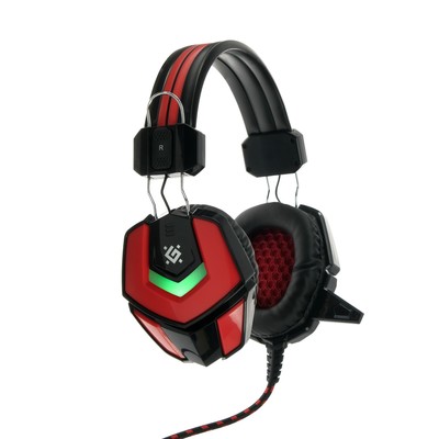 Наушники Defender Ridley, игровые, микрофон, 3.5 мм + USB, 2.2 м, чёрно-красные