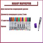 Набор маркеров для магнитно-маркерной доски, 3 мм, 12 цветов - фото 319707559