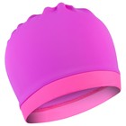 Шапочка для плавания объёмная двухцветная, лайкра, цвет лиловый/розовый - Фото 3